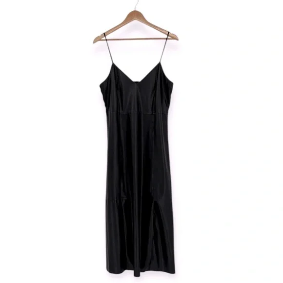 Banana Republic Factory Vegan Leather Midi Dress Women's Size 10 in Black  NWT!